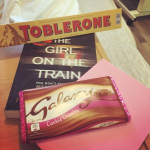 The view from my hospital bed during recovery - the chocolate had to wait until I was allowed return home